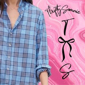 XS EUC Frank & Eileen Navy and Light Blue Plaid Shirt